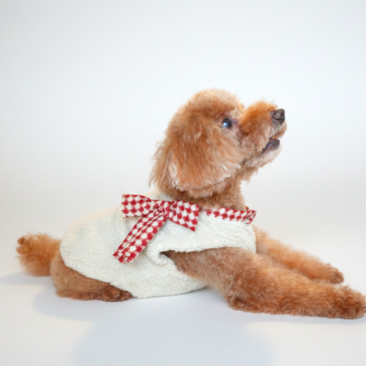 犬服 小型犬｜リボン ボアベスト 犬服 ふわもこ 防寒 秋冬ウェア