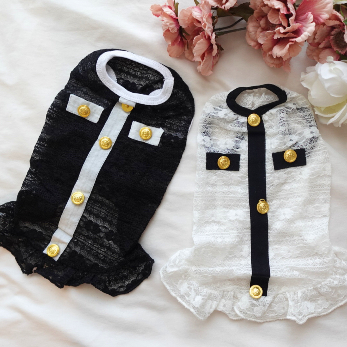 犬服 小型犬｜クラシカル 上品 シースルー レースワンピース